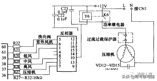 普通空调电脑板常见控制电路分析