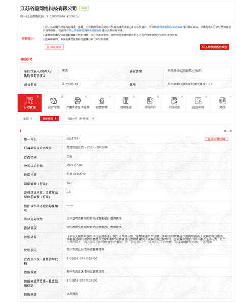 江苏谷品网络科技有限公司帮助其他经营者进行虚假宣传被罚30万元